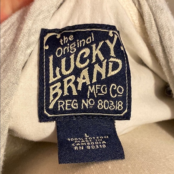 Lucky Brand Gray Henley Hoodie Sweatshirt - Picture 2 of 7